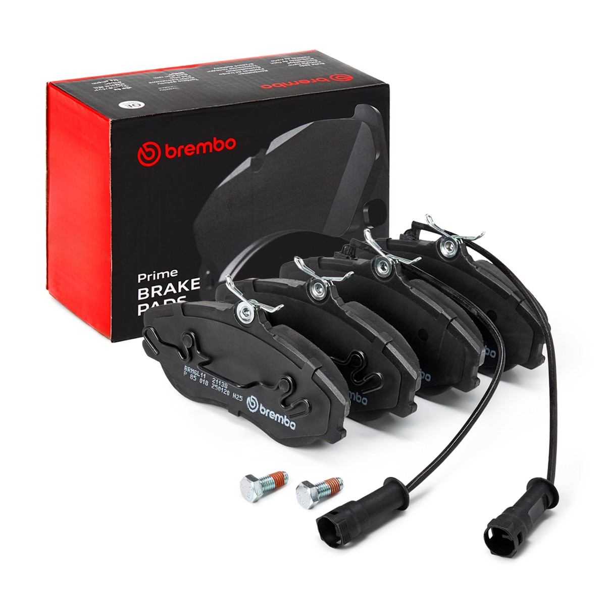 BREMBO P 85 018: Plăcuțe de frână PRIME LINE cu acceasorii, cu suruburi etrier, cu tabla anti scartait