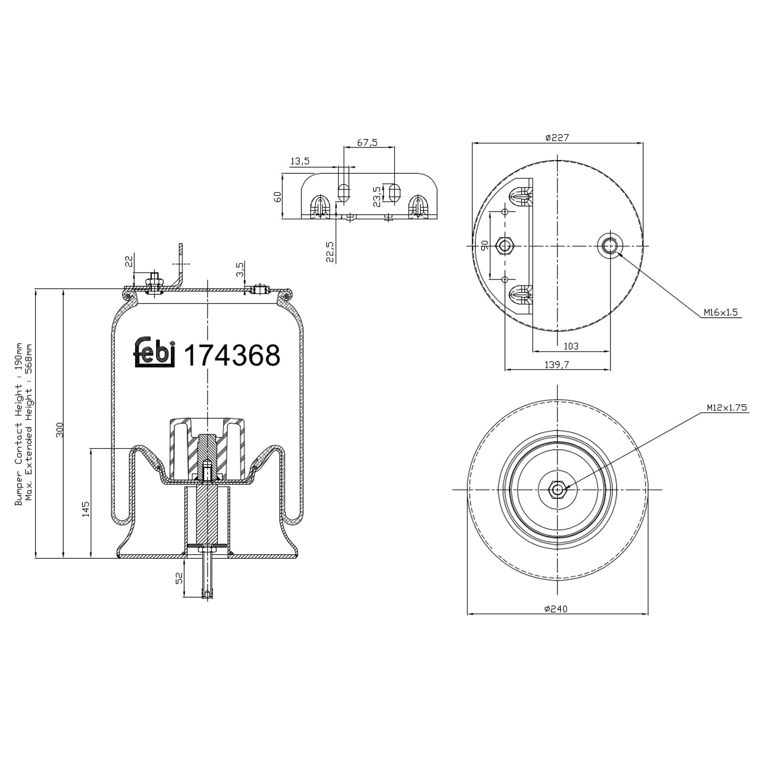 FEBI BILSTEIN 174368: Burduf, suspensie pneumatică