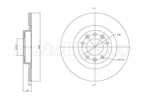METELLI 23-1760C: Disco freno Ø: 290,0mm, pieno, Ø: 290,0mm, verniciato
