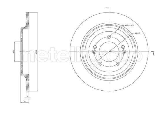 METELLI 23-1819C: Disc de frână Ř: 302,0mm, plin, Ř: 302,0mm, lacuit