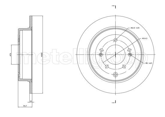 METELLI 23-1820C: Disc de frână Ř: 302,0mm, plin, Ř: 302,0mm, lacuit