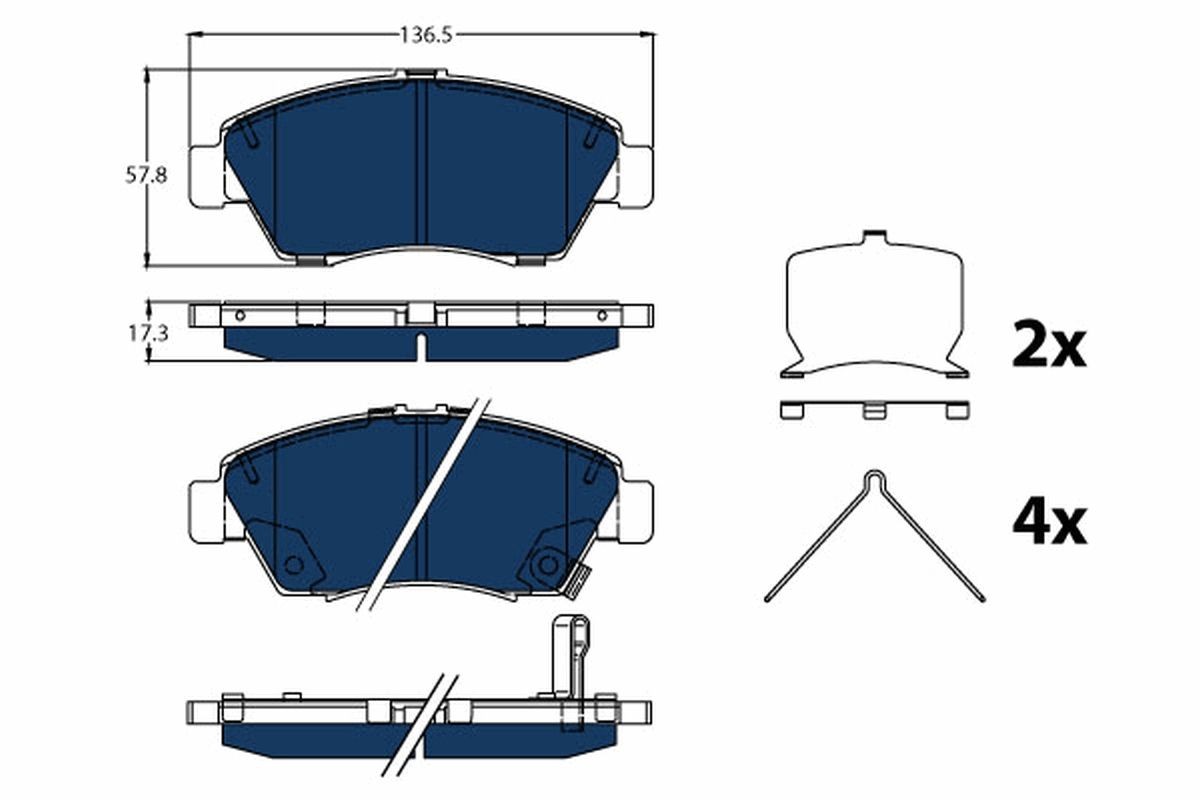 TRW GDB3478BTE: Piduriklotsid ELECTRIC BLUE koos lisadega