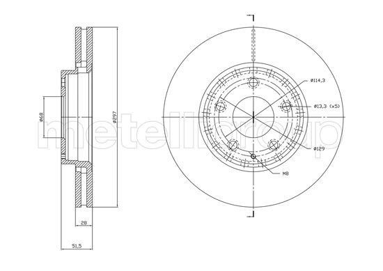 TRUSTING DF1850: Bremžu diski Ø: 297,0mm, ventilējams, Ø: 297,0mm, lakots