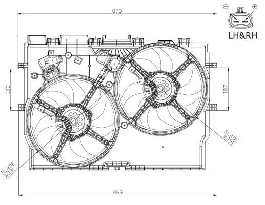 NRF 47945: Radiaatori ventilaator koos jahutusventilaatoriraamiga(Zarge)