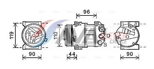 AVA COOLING SYSTEMS FTAK407: Compresor AC ** CLEVER FIT ** cu elei compresor-PAG, cu ambreiaj magnetic, cu dioda