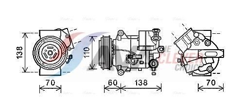 AVA COOLING SYSTEMS OLAK616: Kondicionieriaus kompresorius ** CLEVER FIT ** su PAG kompresorine alyva, su magnetine sankaba, su diodu
