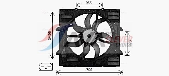 AVA COOLING SYSTEMS VN7552: Ventilator, radiator 495mm, cu rama aerisire radiator