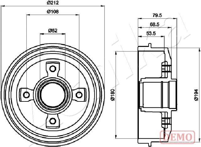 ASHIKA 56-00-0612C: Piduritrummel Tagasild, 211,9mm