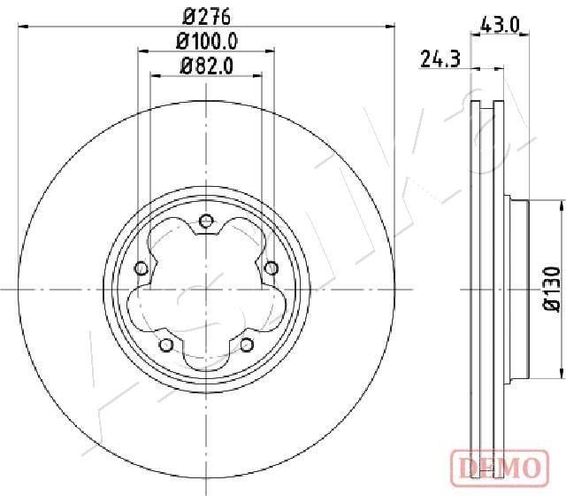 ASHIKA 60-00-0356C: Piduriketas Esisild, Ø: 276mm, õhutusega, Ø: 276mm, värvitud