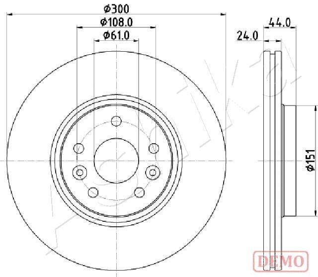 ASHIKA 60-00-0706C: Disc de frână Ř: 300mm, ventilat, Ř: 300mm, lacuit