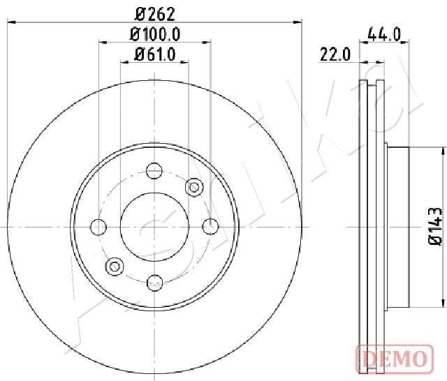 ASHIKA 60-00-0709C: Stabdžių diskas priekinė ašis, Ø: 262mm, ventiliuojama, Ø: 262mm, nudažyta