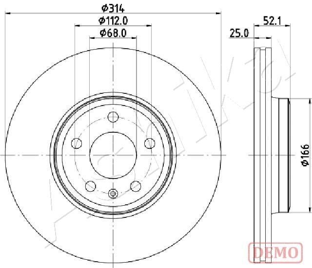 ASHIKA 60-00-0916C: Piduriketas Esisild, Ø: 314mm, õhutusega, Ø: 314mm, värvitud