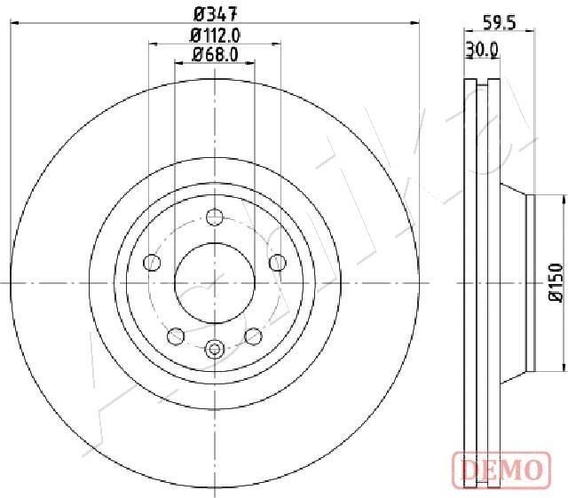 ASHIKA 60-00-0925C: Disc de frână Ř: 347mm, ventilat, Ř: 347mm, lacuit