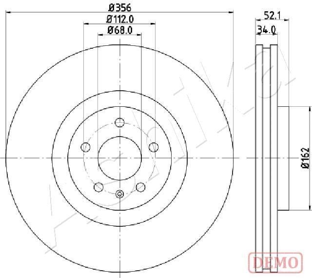 ASHIKA 60-00-0929C: Disco de freno Eje delantero, Ø: 356mm, ventilado, Ø: 356mm, barnizado