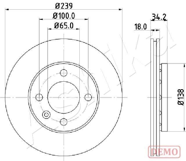 ASHIKA 60-00-0952C: Piduriketas Esisild, Ø: 239mm, õhutusega, Ø: 239mm, värvitud