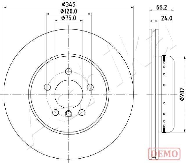 ASHIKA 61-00-0115C: Disc de frână puntea spate, Ř: 330mm, ventilat interior, Ř: 330mm, lacuit
