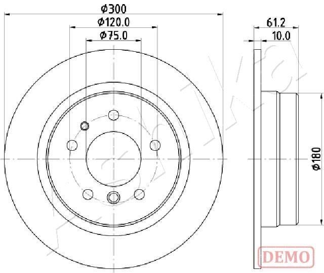 ASHIKA 61-00-0119C: Disque de frein Ø: 298mm, plein, Ø: 298mm, peint