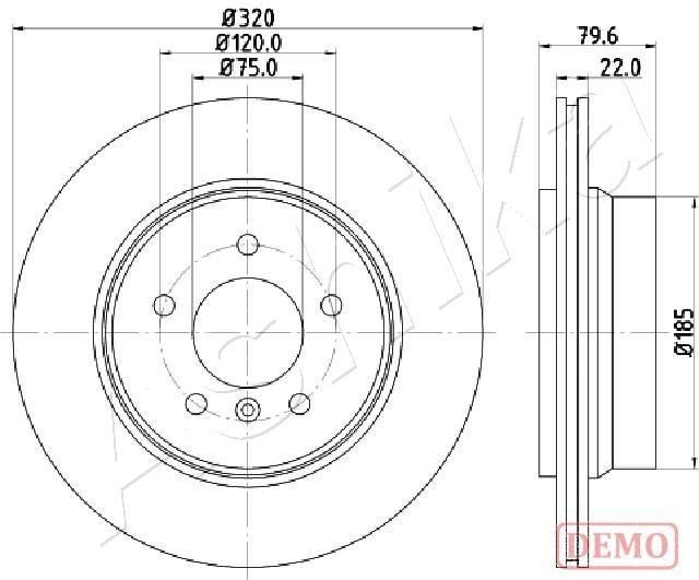 ASHIKA 61-00-0128C: Disc de frână Ř: 324mm, ventilat, Ř: 324mm, lacuit