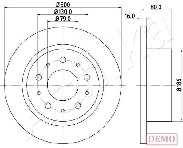 ASHIKA 61-00-0217C: Disc de frână puntea spate, Ř: 300mm, plin, Ř: 300mm, lacuit
