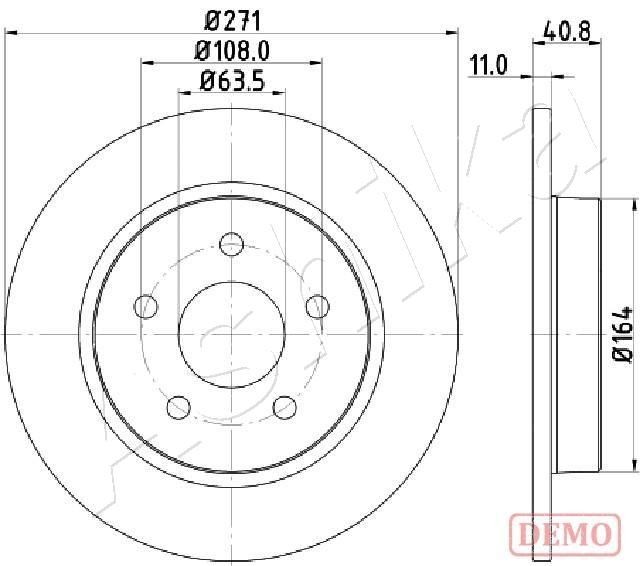 ASHIKA 61-00-0305C: Piduriketas Tagasild, Ø: 271mm, täis, Ø: 271mm, värvitud