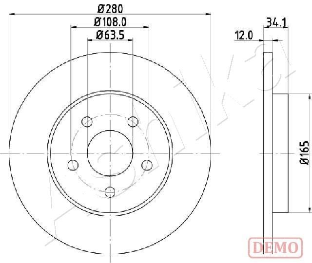 ASHIKA 61-00-0309C: Piduriketas Tagasild, Ø: 280mm, täis, Ø: 280mm, värvitud