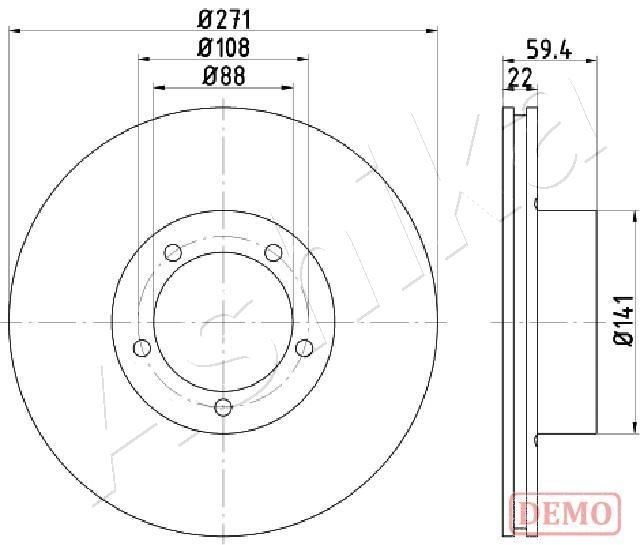 ASHIKA 61-00-0401C: Piduriketas Tagasild, Ø: 260mm, täis, Ø: 260mm, värvitud