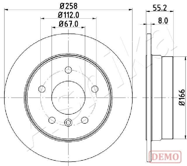 ASHIKA 61-00-0500C: Piduriketas Ø: 258mm, täis, Ø: 258mm, värvitud