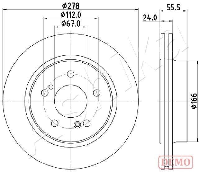 ASHIKA 61-00-0506C: Disc de frână Ř: 300mm, ventilat, Ř: 300mm, lacuit