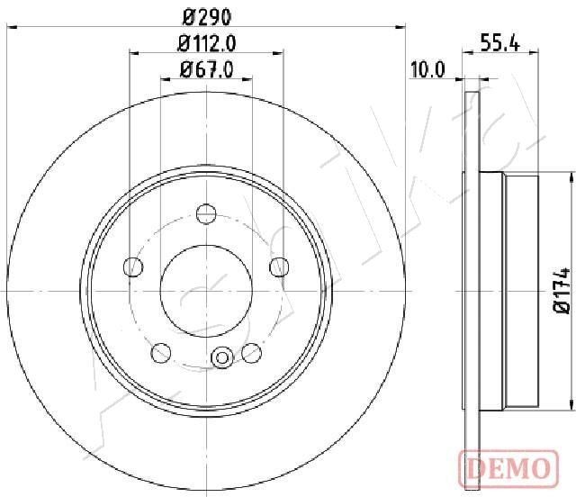 ASHIKA 61-00-0507C: Disc de frână puntea spate, Ř: 290mm, plin, Ř: 290mm, lacuit
