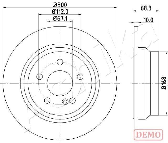 ASHIKA 61-00-0513C: Disc de frână puntea spate, Ř: 300mm, plin, Ř: 300mm, lacuit