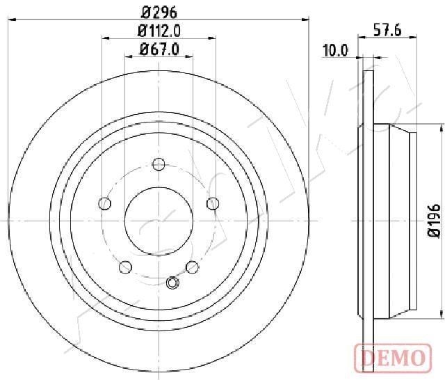 ASHIKA 61-00-0532C: Disc de frână puntea spate, Ř: 296mm, plin, Ř: 296mm, lacuit