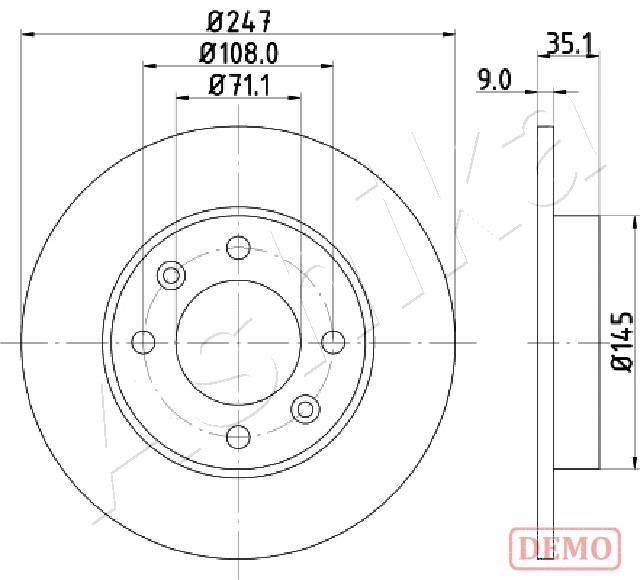ASHIKA 61-00-0602C: Piduriketas Tagasild, Ø: 247mm, täis, Ø: 247mm, värvitud