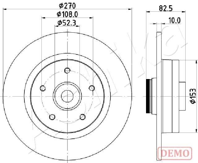 ASHIKA 61-00-0710C: Bromsskiva Ø: 270mm, full, Ø: 270mm, lackerad