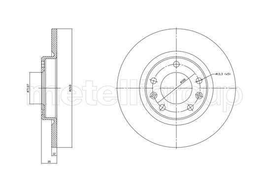 CIFAM 800-1759C: Piduriketas Ø: 268,0mm, täis, Ø: 268,0mm, värvitud