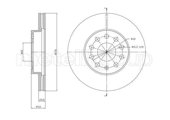 CIFAM 800-1767C: Piduriketas Ø: 276,0mm, õhutusega, Ø: 276,0mm, värvitud