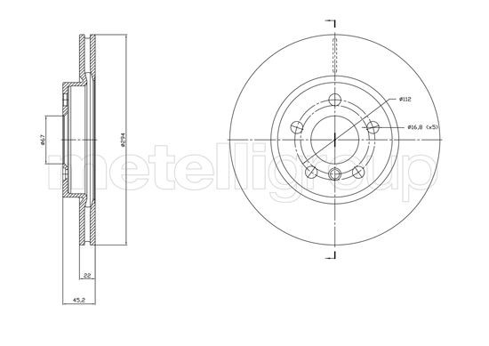 CIFAM 800-1772C: Piduriketas Ø: 294,0mm, õhutusega, Ø: 294,0mm, värvitud