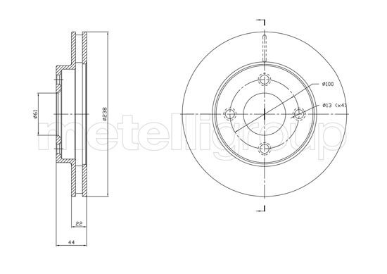 CIFAM 800-1808C: Disc de frână Ř: 238mm, ventilat, Ř: 238mm, lacuit