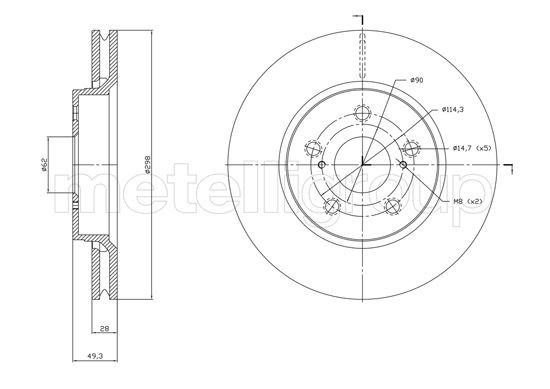 CIFAM 800-1840C: Piduriketas Ø: 298,0mm, õhutusega, Ø: 298,0mm, värvitud