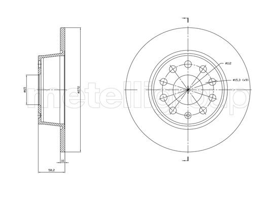 CIFAM 800-1863C: Piduriketas Ø: 272,0mm, täis, Ø: 272,0mm, värvitud