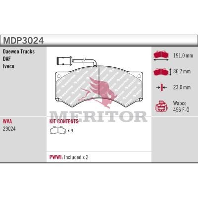 MERITOR MDP3088: Plăcuțe de frână BRAKE PAD