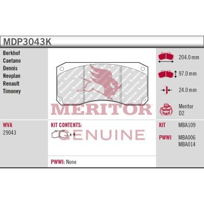 MERITOR MDP3122: Piduriklotsid BRAKE PAD
