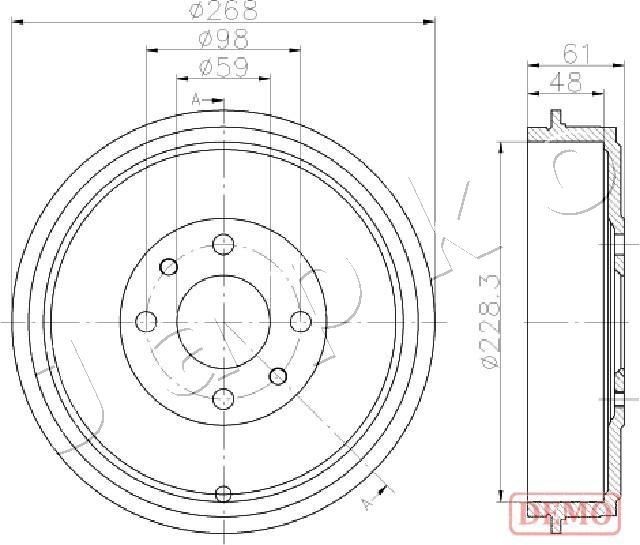 JAPKO 560613C: Tambur frana puntea spate, 269mm