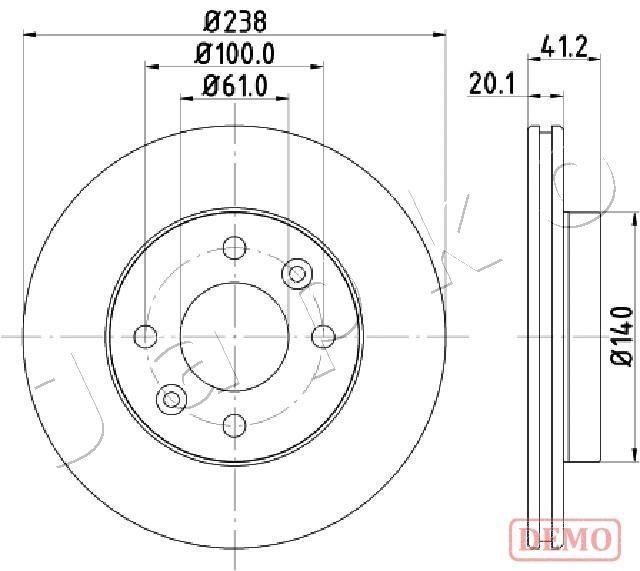 JAPKO 600708C: Piduriketas Esisild, Ø: 238mm, õhutusega, Ø: 238mm, värvitud