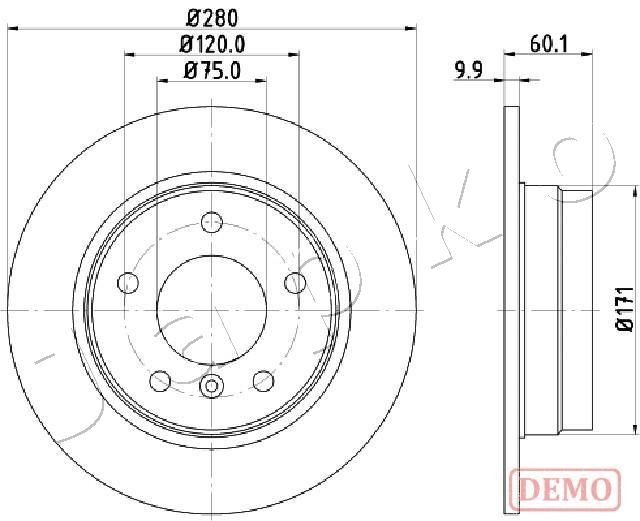 JAPKO 610107C: Piduriketas Tagasild, Ø: 280mm, täis, Ø: 280mm, värvitud