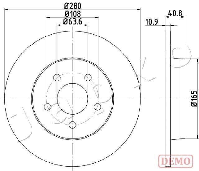 JAPKO 610301C: Piduriketas Tagasild, Ø: 280mm, täis, Ø: 280mm, värvitud