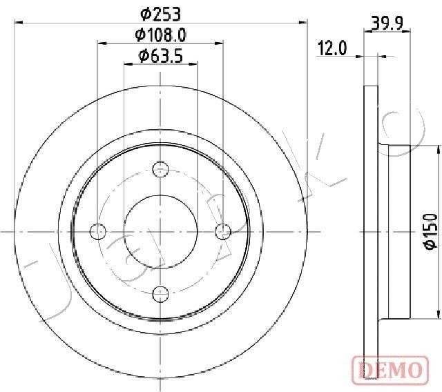 JAPKO 610329C: Piduriketas Tagasild, Ø: 252,8mm, täis, Ø: 252,8mm, värvitud