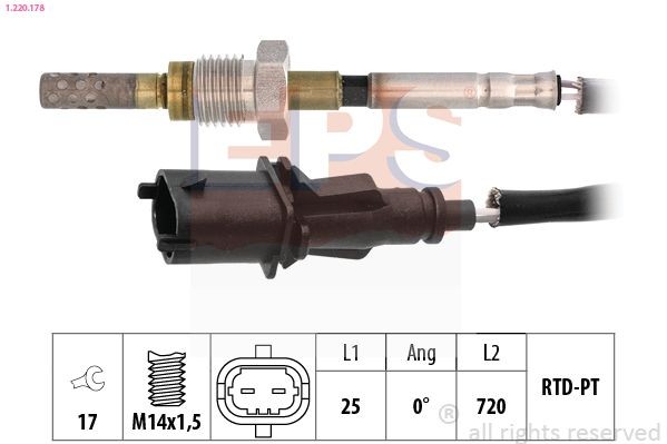EPS 1.220.178: Jutiklis, išmetamųjų dujų temperatūra Made in Italy - OE Equivalent