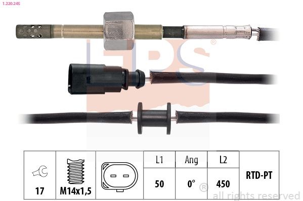 EPS 1.220.245: Jutiklis, išmetamųjų dujų temperatūra Made in Italy - OE Equivalent