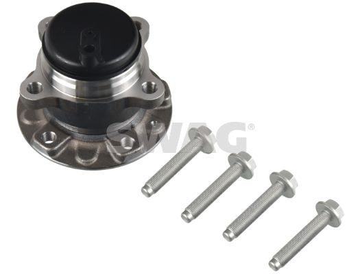 SWAG 33 10 2598: Kit cuscinetto ruota Assale posteriore Dx, Assale posteriore Sx, con materiale di fissaggio/montaggio, con anello sensore magnetico integrato, Cuscinetto ruota integrato nel mozzo, con anello sensore ABS, con mozzo portaruota