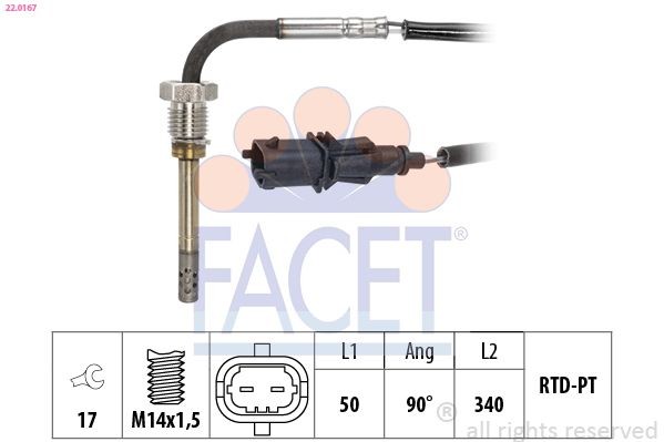 FACET 22.0167: Senzor, temperatura gaze evacuare Made in Italy - OE Equivalent